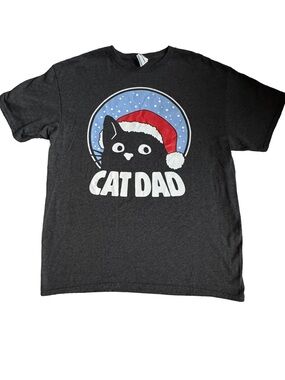 Cat Dad Black Short Sleeve Tee Men’s Size Large EUC